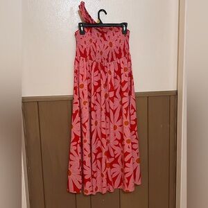 Floral One-Shoulder(left) pink Maxi Dress NWOT